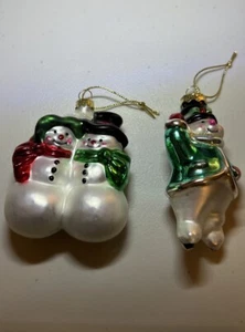 2 adornos navideños de vidrio soplado Thomas Pacconi muñeco de nieve - Imagen 1 de 4