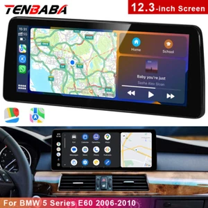 12.3'' Android Car GPS 2+32G Stereo Radio Carplay For BMW 5 Series E60 2006-2010 - Picture 1 of 12
