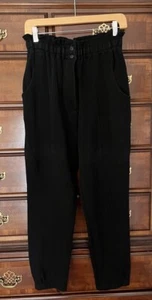 Pantalones Bolsa de Papel de Algodón Cintura Elástica Negra The Limited PEQUEÑA S Recta De Colección - Imagen 1 de 4