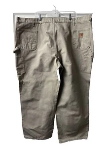 Carhartt  Pants Big Mens 52x30 Tan Canvas Painters Straight Leg High Rise - Picture 1 of 6