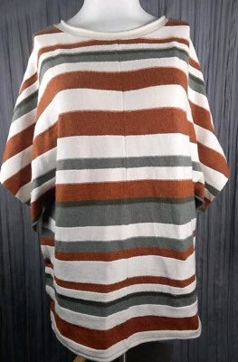 denim co naturals Womens Multi Striped Knit Kimono Sleeve Sweater Size Large - Image 1 of 4