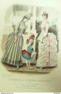 Gravure Mode elegante Parisienne 1885 # 31 (Old Fashion plate) - Picture 1 of 1