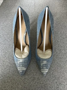 NEU! M. Gemi Esatto 90 mm Leder Pumps in Distressed Denim Größe 37 / US 7 - Bild 1 von 11