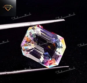 15.20 Ct Lab-Created Mystic Quartz Rainbow Emerald Cut Loose Gemstone - Picture 1 of 7