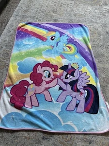 My Little Pony Fluffy Throw Blanket Hasbro Rainbow Ponies Soft Toddler 2016 - Picture 1 of 6
