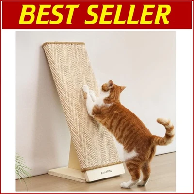 23.66 Inch Sisal Cat Scratcher Ramp - Ergonomic Wooden Wall-Mounted Design - Image 1 of 4