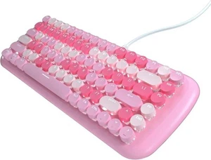Cute Colorful Wired Mechanical Keyboard for Girls and Kids, Round Keycaps - Picture 1 of 9