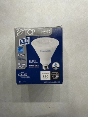 NEW TCP LED12P30D30KFL 10.5W 850 Lumens 3000K Dimmable PAR30 LED Light Bulb - Image 1 of 4