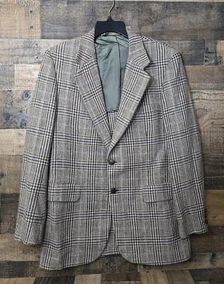 Abrigo deportivo Kingsridge vintage para hombre 44R tweed pura lana dos botones Foto 1 de 4