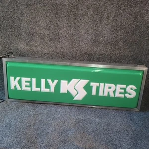 Vintage Kelly Tire Sign Light Up Dealer Sign 2 Sided 36"X12" - Picture 1 of 24