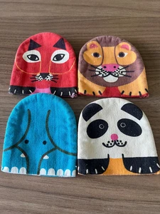 Set of four vintage 1960s wild animal egg cosies, genuine Danish design. - Picture 1 of 3