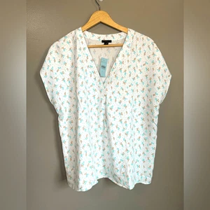 Ann Taylor floral printed pop over blouse size large petite office casual - Picture 1 of 6