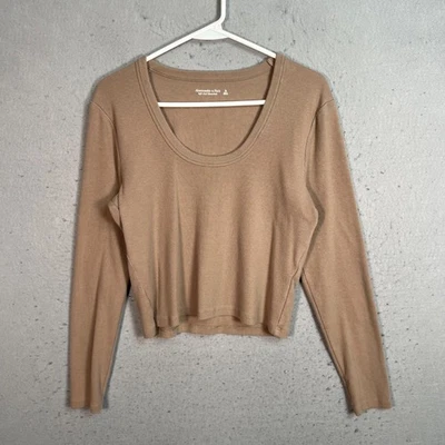 Top Abercrombie & Fitch Suave A&F Essentials Mujer Manga Larga Acanalado XL Tostado Foto 1 de 4
