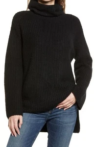 Acogedor suéter de cuello alto acanalado de gran tamaño para mujer Nordstrom en negro pequeño $79 - Imagen 1 de 6