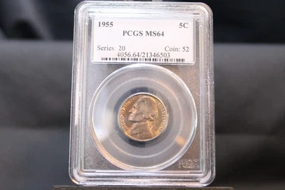 1955 5C Jefferson Nickel, MS64 PCGS Graded - Very Nice Toned Coin - Image 1 of 4