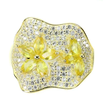 Heated Marquise Yellow Sapphire 5x2.5mm Simulated Cz 925 Sterling Silver Ring - Image 1 of 4