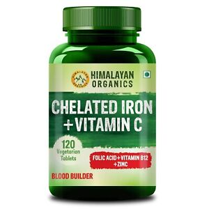 Himalayan Organics Chelated Iron with Vitamin C 120 Veg Tablets Free Shipping