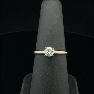 14K Yellow Gold .27ct Round Solitaire Natural Diamond Ring 1.9g Size (WCP030918) - Picture 1 of 4