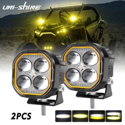 Para Can-am Maverick X3 PAR 3" Ámbar Blanco LED Cubo Barra de Luz de Trabajo Cápsulas de Conducción Foto 1 de 4