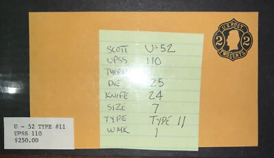 1863-64 US Sc. #U-52 TYPE 11 BLACK ON ORANGE - Image 1 of 3