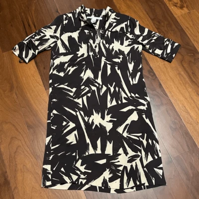 Diane Von Furstenburg women's brown palm floral print 95% silk blend dress size - Image 1 of 4