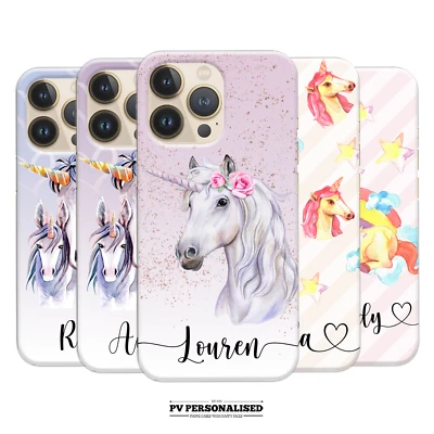 Personalisierte Handyhülle Name Einhorn Geschenk Hardcover für iPhone 7 8 11 12 XR XS - Bild 1 von 4