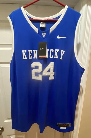 NIKE ELITE Stitched UK Kentucky Wildcats #24 Blue Basketball Jersey Mens XXL +2 Cover