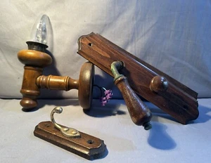 Set of 3 Vintage Wooden Items for SDB/Toilet Applique/Towel Door/Plate - Picture 1 of 4