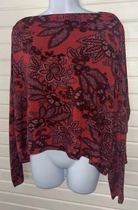 Bryn Walker Sz LARGE Dimitri French Terry Knit Draped Oversized Tunic Red EUC - Picture 1 of 12