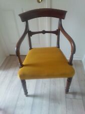 Antique Georgian Upholstered Mustard Mahogany Armchair Free UK Delivery