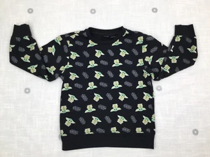 Star Wars Mandalorian Baby Yoda Black Imprint Sweatshirt Boys Girls Sz M - Picture 1 of 7