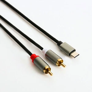 Audio Aux Cable Clear Sound Effect Audio Transfer 3.5mm/type-c to Double Lotus - Afbeelding 1 van 12