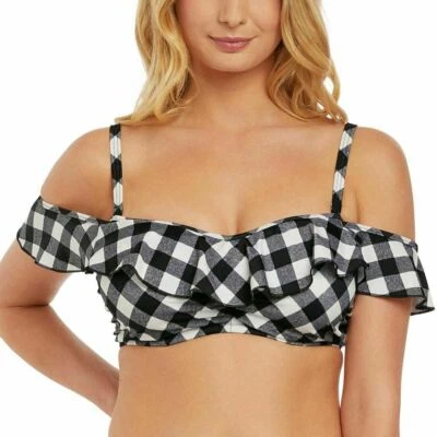 Верх бикини бардо Freya Totally Check 2925 без проводов монохромный  - Изображение 1 из 4