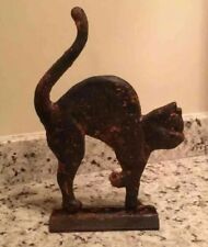 Vintage Cast Iron Arched Cat Door Stop 8” Wide x 11" Tall