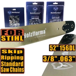 52inch" Guide Bar And Saw Chain Combo 3/8" .063" 156DL For Stihl Chainsaw - Picture 1 of 1