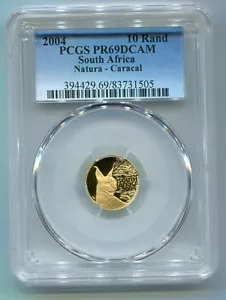 PCGS Secure South Africa 2006 R10 Natura Caracal Graded PR69DCAM Gold Coin - Picture 1 of 5