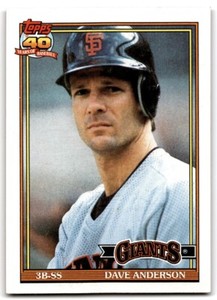 1991 Topps Baseball Card Dave Anderson San Francisco Giants #572