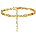Anklet Figaro Chain Ankle Bracelet Birthstone Heart and round