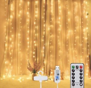 300 LED Curtain Fairy Twinkle Lights String Indoor USB 8 Modes Xmas Decoration