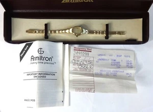 Vintage Armitron Quartz Gold Tone Womans Watch Original Box with Paperwork - Picture 1 of 3