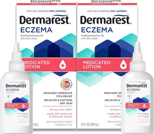 Paquete de 2 lociones medicinales para el eccema Dermarest 24-H alivio de la picazón de la piel seca *CADUCIDAD 10/2025* - Imagen 1 de 9
