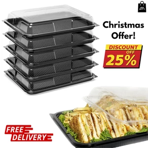 Bandejas y tapas grandes para platos de comida para catering para fiestas, sándwiches pasteles 45x30x8 cm - Imagen 1 de 5