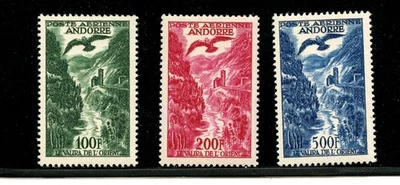 Andorra, FR #C2-C4 (A828) Comp 1955-7 Valira River issues, MNH, VF, CV$168.50 - Image 1 of 2