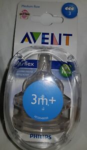 Avent Airflex Silicone Teats - Medium Flow 3 Hole 3mth+ BPA FREE