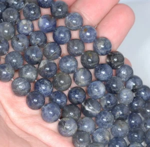 9MM BLUE IOLITE GEMSTONE GRADE A ROUND LOOSE BEADS 7" - Picture 1 of 4