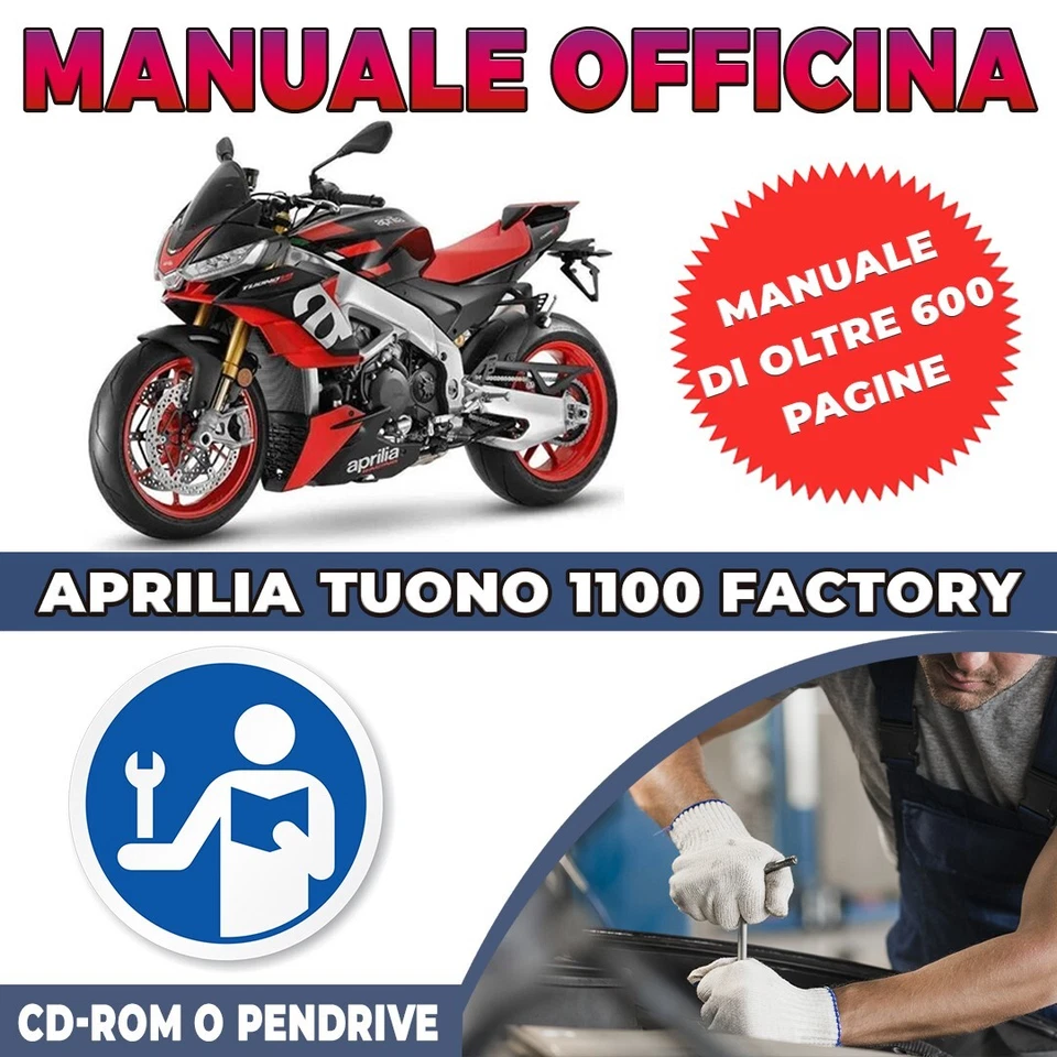 Manuale Officina Aprilia Tuono 1100 Factory in Italiano (Cd-Rom o Pendrive) - Immagine 1 di 1