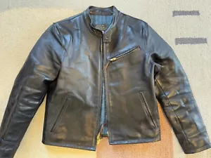 Johnson Leathers Cafe Racer Jacket - Black Cowhide - M Medium - Made In USA - Picture 1 of 13