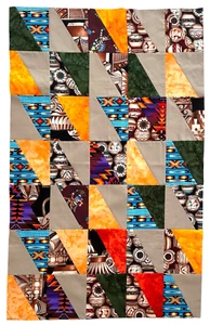 Southwest Indian Theme Quilt Pillow Top Piece Turquoise Orange 31.5" x 19.75" - Picture 1 of 11