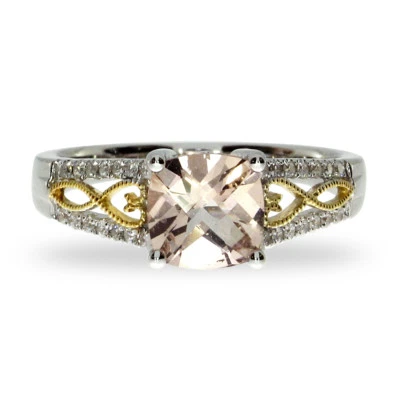 14 Two-toned Morganite and Diamond Ring - Image 1 of 2