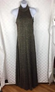 Vintage 1980er Night Way Collections Kleid komplett gefüttert schimmernd gold & schwarz Gr. 6 - Bild 1 von 9